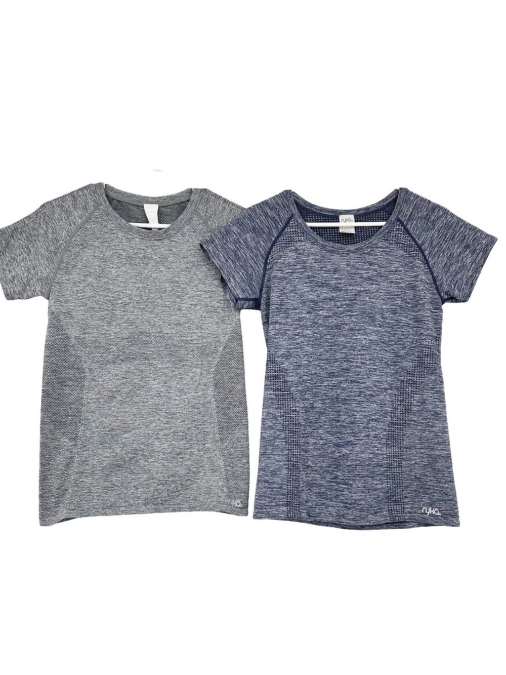 Ryka Women's Large Heather Gray and Blue Athletic T Shirts 2 Pack